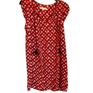 Red and navy flutter sleeve dress. LOFT S